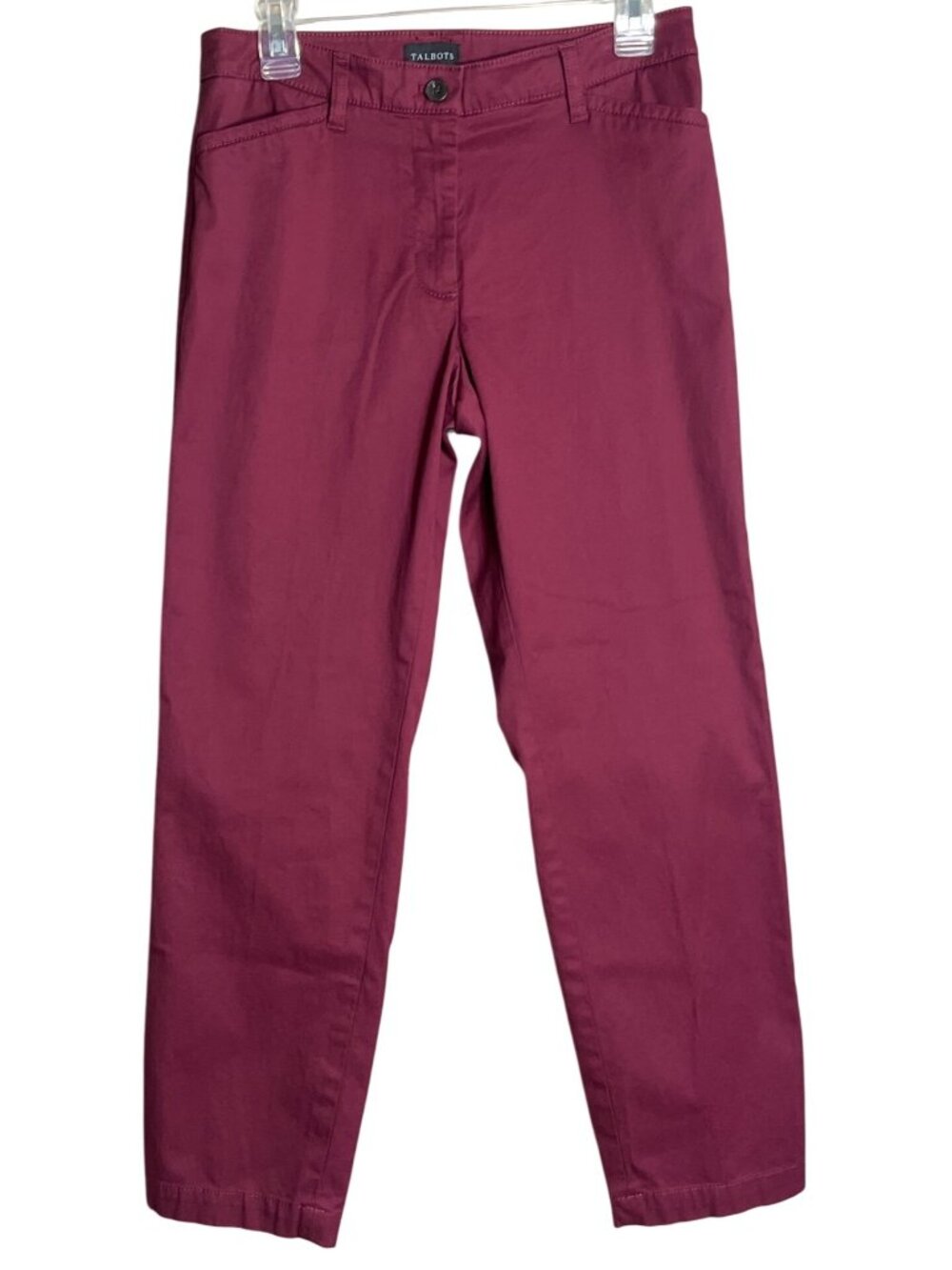 Talbots Perfect Chino Burgundy Pants Crop Stretch Classic Preppy Heritage Wom 6